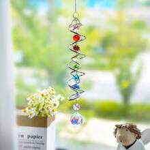 - Atrapasoles para ventanas, atrapasoles de vidrio con siete abalorio de chakras, atrapasoles decorativos de viento para decoracin de Navidad en interiores de 20.5 pulgadas - Plata con cuentas de 7 chakras, 2 cuentas de colores - Ver 3
