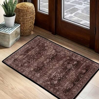 1 件装可水洗复古地毯，小巧波西米亚风地毯，超柔软，适合玄关，防滑，东方风格室内地垫，适用于入口、卧室、厨房、浴室、门厅装饰