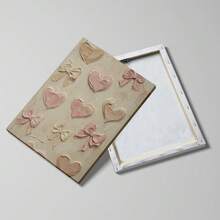 1幅粉色蝴蝶结爱心情人节帆布海报（带框/不带框），浪漫情侣爱情墙面艺术印刷品，极简主义美学装饰画，适用于公寓、客厅、卧室、现代家居装饰，送给她的礼物 - 彩色 - 查看 5