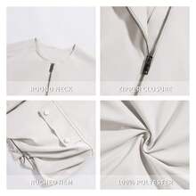 Womens Casual Zip Up Vest Cargo Oversized Ruched Hem Sleeveless Blazer Jackets Tops - White - View 4