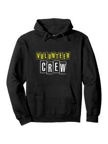 Sudadera con Capucha de Patrón de Equipo Voluntario - Impresión de Letras Amarillas, Tallas Unisex para Adultos y Jóvenes, Sudadera Cálida y Duradera, Adecuada para Eventos de Caridad, Ropa Casual de Invierno, Ropa de Voluntario Fácil de Cuidar para Hombres, Mujeres y Jóvenes - Perfecta para Organizaciones Benéficas y - Negro - Ver 1