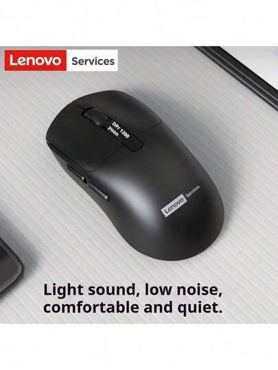  Lenovo N04S Wireless Mouse: 2.4G + Bluetooth Dual-Mode Connection, 6-Button Layout, 4-Level DPI Adjustment, USB Receiver, Multi-Device Compatibility, Intelligent Sleep Mode, Compatible With Various Systems, Making Office Work More Efficient.