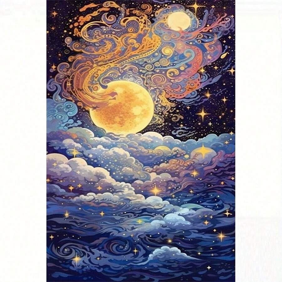 1件套5D DIY钻石画套装 - 梦幻星空、月亮、凤凰钻石画，跨境独家DIY手工钻石装饰画，客厅卧室墙面艺术，圣诞装饰 - 彩色 - 查看 1