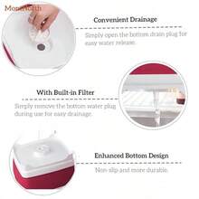 Collapsible Wash Basin 9L Foldable Dish Tub With Drain Plug Portable Collapsible Dish Basin Camping Sink For Washing Dishes Laundry And Kitchen Use Gray - Viva Magenta - 查看 6