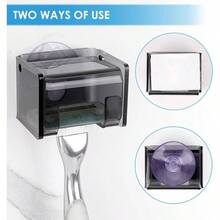 Paquete de 2 soportes acrlicos para maquinilla de afeitar con cubierta para ducha, organizador de afeitadora montado en la pared con ventosa, soporte de gancho de afeitar compatible con - Gris Grande - Ver 3