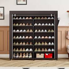 Senmeo Black 14-Cube Double-Row Shoe Rack - Side Pocket - Small Size | Easy Assemble Portable Shoe Cabinet For Entry/Home/Dorm - Matte Finish - Black - View 5