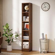Tribesigns 70.9-Inch Tall Narrow Bookshelf, 5-Tier Solid Wood Corner Bookcase, Freestanding Display Shelves For Home Office, Bedroom, Small Spaces, Brown - 棕色 - 查看 3