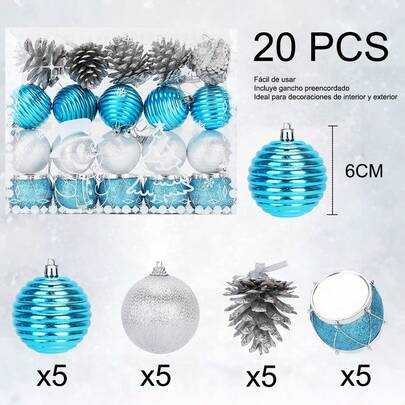 20 piezas/juego, bolas de Navidad, rojo/dorado, bolas de Navidad con cuerda, decoraciones para árboles de Navidad, adornos colgantes, regalos de Navidad, se suman a la atmósfera navideña, adecuados para fiestas de Navidad, decoraciones de jardín y también regalos de Navidad para familiares y amigos.