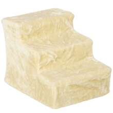 PawHut 3-Step Pet Stairs, 35cm, Plush Look, For Cats Up To 4.5kg, Beige. - Champagne - View 1