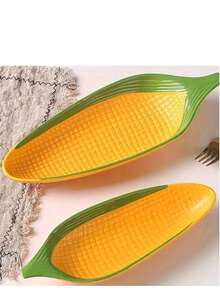 1 Piece Of Creative Corn-Shaped Ceramic Serving Tray – Perfect For Bread, Desserts, Snacks, And Sushi. Food-, Ideal For Use In Home Kitchens And As A Harvest Festival Gift Or Food Serving Tray. - 彩色 - 查看 4