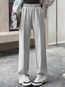 1pc Women's Loose Casual Versatile Straight Leg Outdoor Pants - Grey - View 3