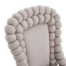 Light Gray Velvet Dining Table And Chairs (Set Of 2) – Ball Chain, Gold Metal Legs, Elegant Dining Room, Storage Space And Living Room - Light Grey - View 9