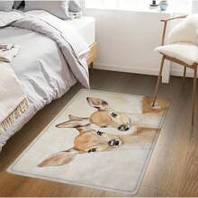 1pc 2D Flat Flannel Modern Deer Print Mat, Velvet Easy-To-Clean Home Mat, Fleece Material 0.47inch Thick Non-Slip, Suitable For Doorway, Bedroom Bathroom Kitchen Laundry Room And Entrance - Machine Washable Household Mat, Commercial Mat, Spring Summer Decorative Mat - Multicolor - View 2