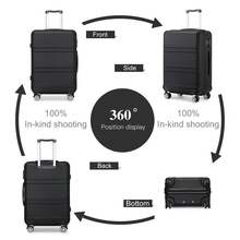 20 24 28 32 Inch Suitcase ABS PC Hard Shell Luggage Carry On Cabin Check In XL Extra Large Lightweight Spinner Wheels TSA Lock 3 Piece Set Travel - Black - View 5