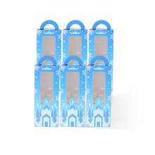 6/12/18 Stücke Prinzessinnen Schloss Geschenkbox - Blau & Rosa Schneeflocken Süßigkeitenbox mit Griff und transparentem Fenster, Kindergeburtstags-Party/Winter Wunderland Dekorations Geschenkbox - Verschiedenfarbig - Übersicht 8