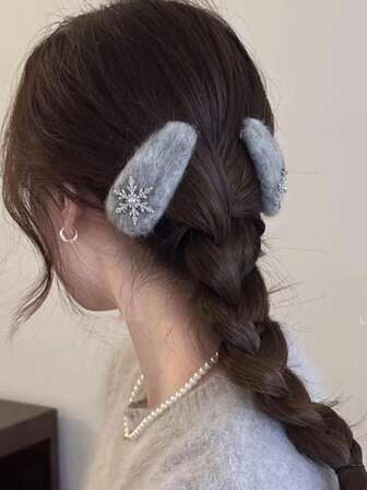 闪亮蓬松雪花发夹，刘海夹，侧夹，甜美秋冬风，小雪夹，BB夹，爪夹，发卡，发夹