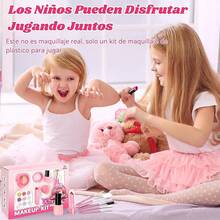 Maquillaje Niñas, Maquillaje para Niñas, juguetes maquillaje, Juguete de maquillaje para niñas, 20 Piezas Cosmético Real Lavable - Regalo Ideal para Cumpleaños, Navidad y Fiestas Infantiles(1) - Caja de ventana rosa - Ver 4