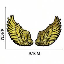 Embroidered Gold & Silver Angel Wings Patch, Embroidered Cloth Patch Applique, Iron-On Patch For Jackets, Bags, Hats, Shoes And Jackets