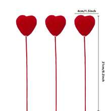 20 Pcs Valentine's Day Heart Red Heart Shaped Love Foam Flocking Love Flower Stems For Valentine Wedding Anniversary Mother's Day Party Supplies - Hồng - Xem 8