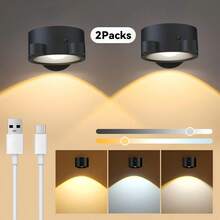 NBBUFF 1/2/4 Peças Luzes de Parede LED, Base Magnética: Rotação de 360°, Temperatura de Cor Ajustável, Botão e Controle Remoto, Função de Temporizador, Carregamento USB, Adequado para Sala de Estar, Quarto, Corredor, Criado-Mudo, Cozinha, Escritório e Área de Leitura - Preto - Visão 12