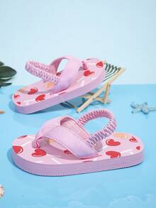 Toddler Girls' Flip Flops With Elastic Strap, Cartoon Heart Pattern, Cute For Daily Wear, Fruit Slice Design, Thick Soft Comfortable Non-Slip Indoor/Outdoor Slippers - Multicolor - View 6