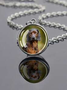 1 件可爱小狗主题玻璃凸面宝石项链，搭配银色合金链，时尚又充满青春气息的配饰。 - 銀色 - 查看 11