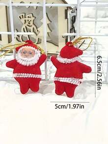 6pcs Santa Claus Christmas Ornaments - Vintage Style Small Santa Decorations For Holiday Tree, Festive Home Decor, Xmas Party Supplies & Gift Ideas - Multicolor - View 3