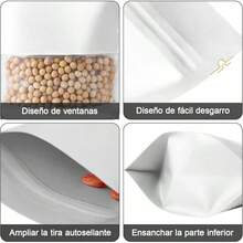 Bolsas Hermeticas de 200 Piezas,Bolsas Pouch con Ventana y Cierre Hermético Cremallera, Resellables para Dulces,Accesorios, Aperitivos, Joyería Más - Blanco - Ver 5