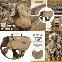huOneTigris Mochila para Perros con Arnés en Forma de Y Anti-Tes Bolsas de Montar con Argollas en D Ligera Equipo para Senderismo Caza Camping y Viajes para Mascotas220 - marrn - Ver 1