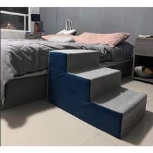 ASDRID Escalera para Perro Gato Rampa Escalones para Casa Resistente Altura Cama Sofa Silla Colores Pet Stairs Reforzado Aesthetic Azul/Gris - AltaCalidad - Ver 3