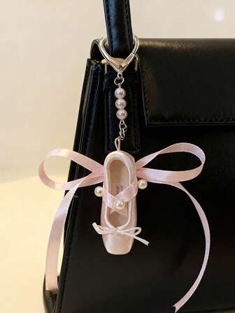 Single Pink Satin Ballet Pointe Shoe Ribbon Keychain - Elegant Ballet Shoe Bag Charm With Ring Clasp,Bag Pendant,Bag Charm Pendants,Bag Chains,Bag Chain Charms ,Rope Bag Pendants,Bag Charm Decoration Pendant,Bag Decoration,Keychain,Bag Chain Accessories,Bag Charms Accessory, Wedding Souvenir For Ballet Dancers And Lovers, Birthday Gift For Women, Holiday Gift, Dance Shoes