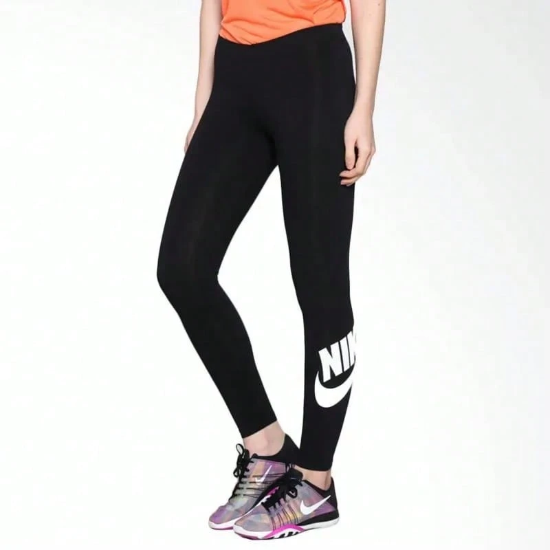 Nike Sportswear Logo印花圖案高腰瑜珈 健身運動褲LY 女款CZ8529-010 - 黑色 - 查看 1