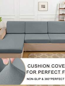 1/2/3/4件装牛奶丝面料，高弹力，防尘，防紫外线，防刮擦沙发靠垫套，适用于客厅、卧室、酒店及其他家居装饰场所。 - 淺灰色 - 查看 6