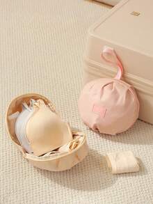 1pc Honey Girl Style Bra Storage Bag, Lightweight And Easy To Carry, Multi-Compartment Design, Efficient Storage For Bras And Lingerie, Can Be Handheld Or Hung, Ideal For Travel And Home Organization. Beige Storage Bag, Durable Zipper Closure, Bra Storage Bag, Waterproof Clothing Storage Bag, Clothing Organization Bag, Travel Essential.