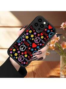 Funda de  de bambú negro alta con diseño de paz y amor para modelos de  de 11 a 16 Pro Max - Multicolor - Ver 6