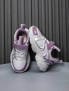 1双儿童撞色舒适多功能轻便户外运动鞋，时尚休闲跑步鞋，男女童均适用 - 紫色 - 查看 5