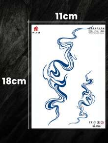 1 Peça Tatuagem Temporária Fashionable de Estrela e Lua em Aquarela, Adesivo de Arte Corporal Unissex, Adequado para Pernas, Peito, Abdômen e Costas, Fácil de Aplicar e Remover, Dura 7-14 Dias, Presente DIY - Azul - Visão 7