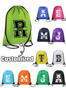 Personalised Name And Split Initial Drawstring Bag Sport Club PE Custom Name Adult Teen College Team Sports Adult Bag Kit Backpack Soccer Bag