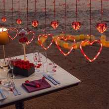 1 String/3 Strings Valentine's Day Red Heart Shaped LED String Lights, Hanging Heart Fairy Lights, Romantic Red LED Heart Decor Lights, Indoor Outdoor Party Atmosphere Lighting, Valentine's Bedroom Wall Ceiling Decor, Wedding Engagement Anniversary Holiday Lighting, Romantic Home Garden Patio Decoration