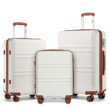 20 24 28 32 Inch Suitcase ABS PC Hard Shell Luggage Carry On Cabin Check In XL Extra Large Lightweight Spinner Wheels TSA Lock 3 Piece Set Travel - Milky - View 14