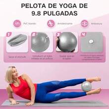 KIDS CHOICE Pilates Kit Casa Incluye Aro Pilates 25Pulgada,Pelota Pilates Pequeña y 1 Paar Calcetines de Yoga,Anillo y Pelota Chica 25cm de Yoga,para Tonificar Los Músculos de Brazos y Muslos(Gris) - Multicolor - Ver 6