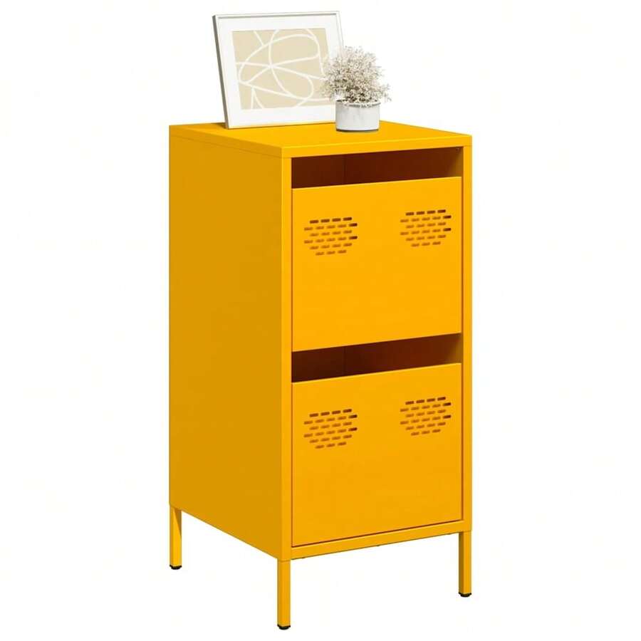 vidaXL Musztardowo-żółty bufet 35 x 39 x 73,5 cm Stal walcowana na zimno - Wielokolorowe - Zobacz 1