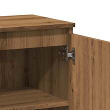 Buffet vidaXL en bois de chêne massif travaillé à la main, dimensions 60 x 35 x 70 cm, contrecollé sur bois. - Multicolore - Voir 8