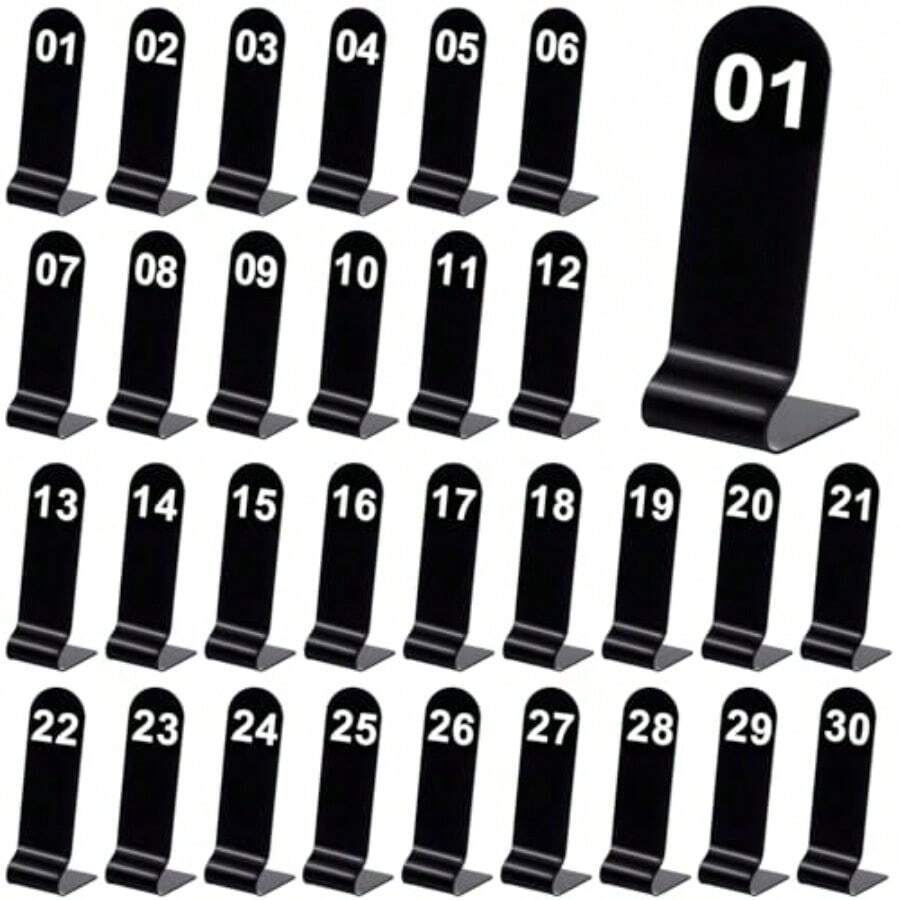 1-30 Table Numbers Restaurant Order Numbers Double Sided Acrylic Reception Number Stands Signs For Wedding Restaurant Seating Cafes Party Banquet Black - Negro - Ver 1