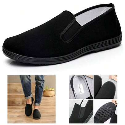 Chino Kung Fu Zapatillas de lona para artes marciales tai chi, suela de goma, unisex, negro