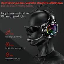 Wired PC Headset With Mic Stylish Light-Up USB Gaming Headphones For Home Play Time And Esports Competition - 黑色 - 查看 4