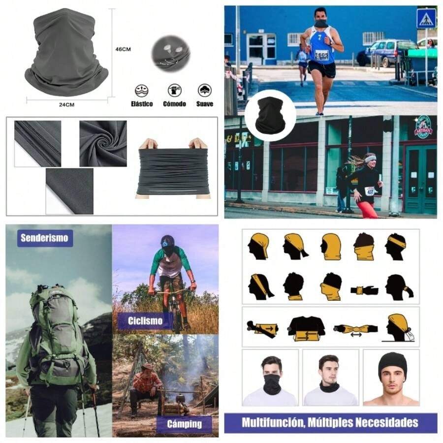 DQST Bandanas Deportivas 4 Packs para Hombre y Mujer. Proteccin El Viento y Los Rayos, Sedoso y Elstico, Adecuado para Deportes, Ciclismo, Motocicleta, Montaismo, Esqu, etc. - 4 Colores A - Ver 1