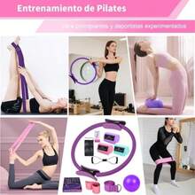 Equipo de Pilates para Entrenamientos en Casa, Kit De 11 Pilates En Casa, Pelota de Yoga de 25 cm, 8 Formas de Goma para Yoga, Bandas de Resistencia, Perfecto para Hacer Ejercicio en casa(Púrpura) - Multicolor - Ver 9