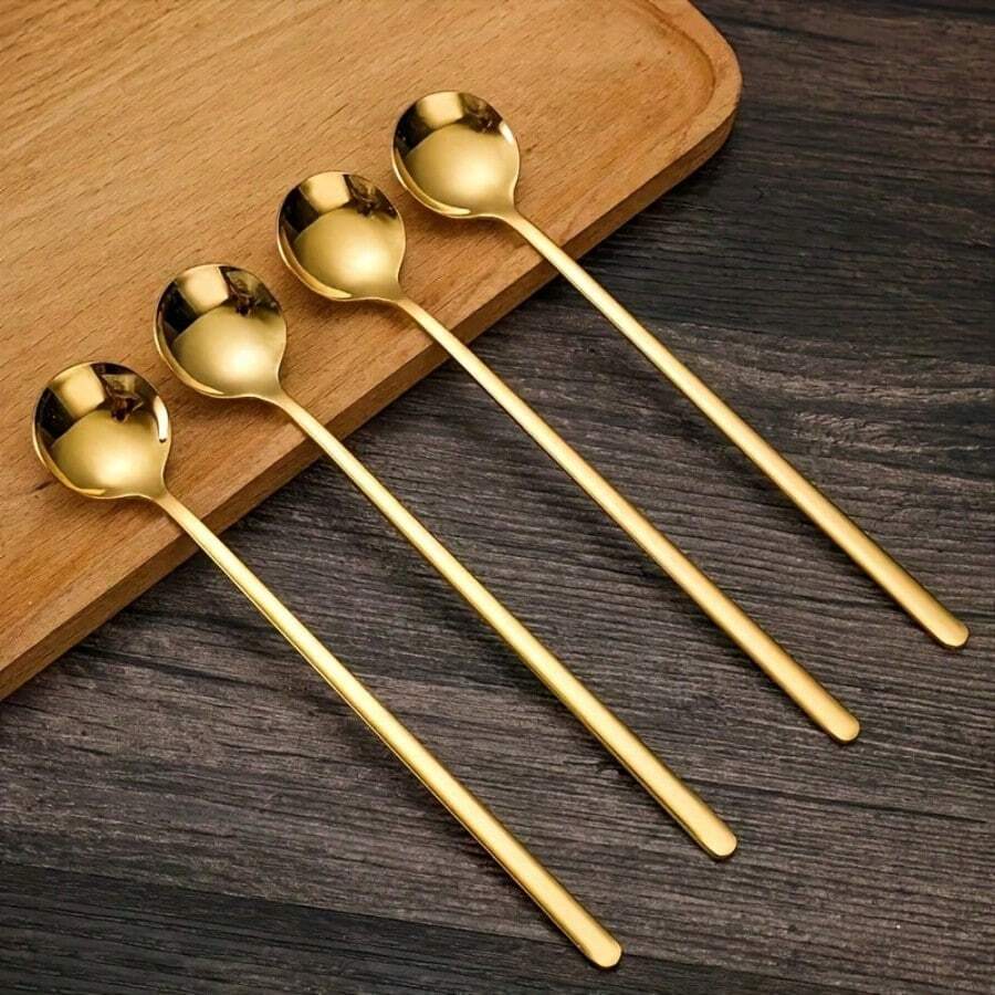 4 PCS Coffee Espresso Spoons, Stainless Steel Stirring Spoons, Tea Spoons, Long Handle Iced Tea Spoon, Tableware - Multicolor - View 1