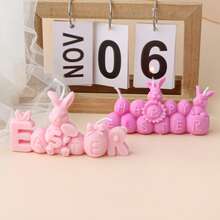 Molde de conejo con diseño de eslogan de conejito, estético y de Pascua. Desmoldado fácil y duradero para hacer velas DIY, yeso, resina, arcilla y manualidades, decoración del hogar, recuerdos de fiesta. - Blanco - Ver 12